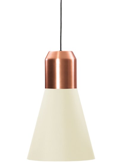 Bell Light Pendant Lamp, Copper, White fabric, H 35 x ø 32 cm