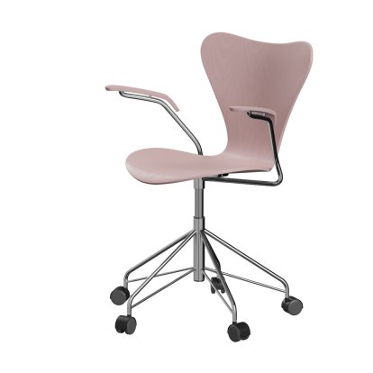 Series 7 Swivel Chair 3117 / 3217 New Colours, With armrests, Coloured ash, Pale rose, Chrome