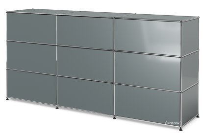 USM Haller Counter Type 1, Mid grey RAL 7005, 225 cm (3 elements), 50 cm