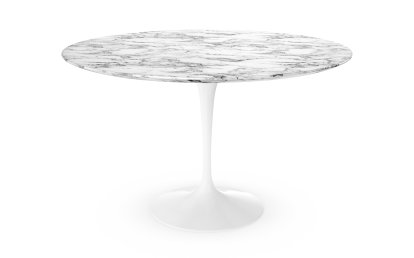 Saarinen Round Dining Table, 120 cm, White, Arabescato marble (white with grey tones)