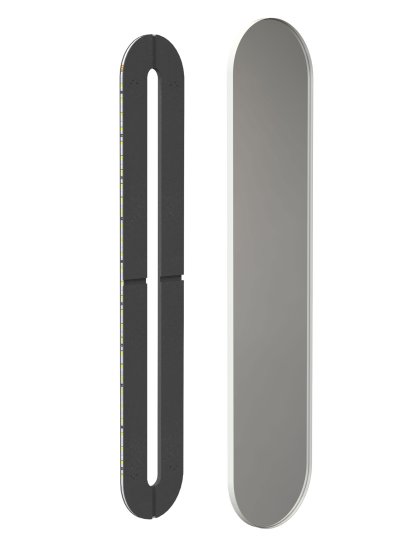 Unu mirror with LED lighting oval (set), H 180 x W 40 cm, White matt