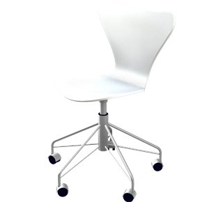 Series 7 Swivel Chair 3117, Lacquer, White