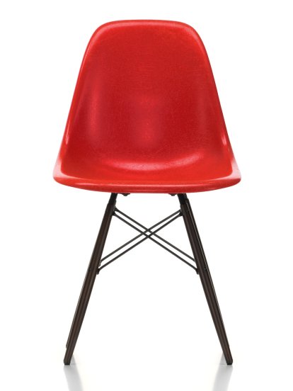 Eames Fiberglass Chair DSW, Eames classic red, Black maple