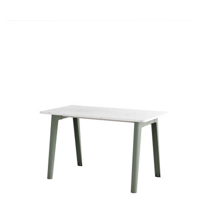 New Modern Dining Table Rectangular, Metal/Recycled Plastic, 130 x 70 cm, Eucalyptus grey