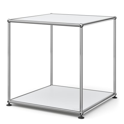 USM Haller Side Table 50 High, Both panels metal, USM matte silver