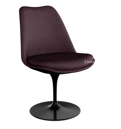 Saarinen Tulip Chair, Swivel, Upholstered inner shell and seat cushion, Black, Plum (Eva 119)