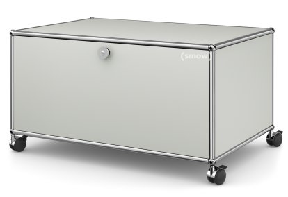 USM Haller TV Lowboard with Castors, With drop-down door and rear panel, Light grey RAL 7035