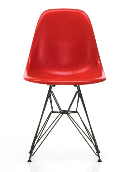 Eames Fiberglass Chair DSR, Eames classic red, Powder-coated basic dark smooth