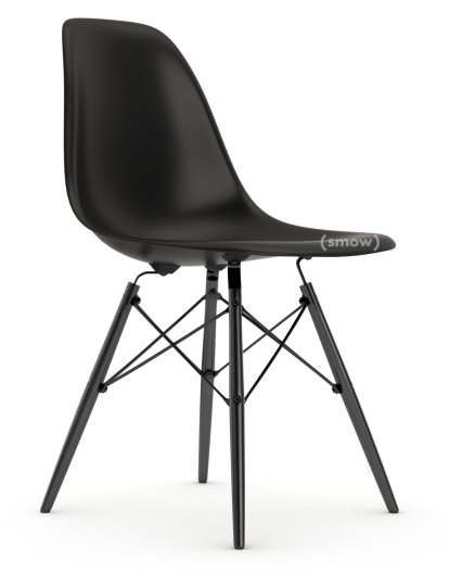 Eames Plastic Side Chair RE DSW, Deep black, Without upholstery, Without upholstery, Standard version - 43 cm, Black maple