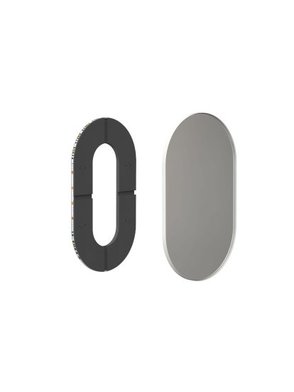 Unu mirror with LED lighting oval (set), H 80 x W 50 cm, White matt