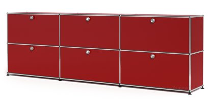 USM Haller Sideboard XL, Customisable, USM ruby red, With 3 drop-down doors, With 3 drop-down doors