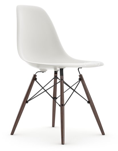 Eames Plastic Side Chair RE DSW, White non-RE, Without upholstery, Without upholstery, Standard version - 43 cm, Dark maple