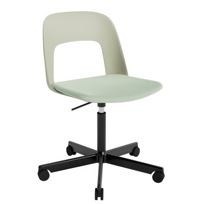 Layout 143 Swivel Chair With Padded Seat, Pastel green / Relate 921, Black powder coated aluminium