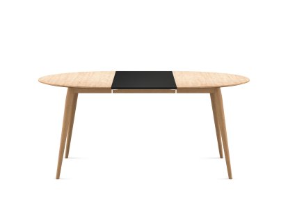 PLAYdinner Round Table, White oiled oak, L 120-170 cm, MDF black