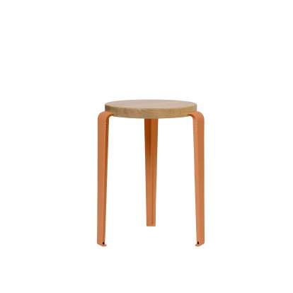 Lou Stool, Solid Wood, Solid oak, Tangerine red