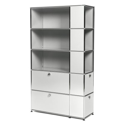 USM Haller bookcase with side compartments, Light grey RAL 7035
