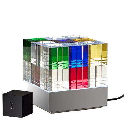 Cube Light Table Lamp, Polished, Colourful, With remote control