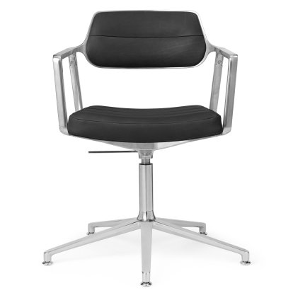 Swivel 453+ Chair, Polished, Fixed base, Black leather