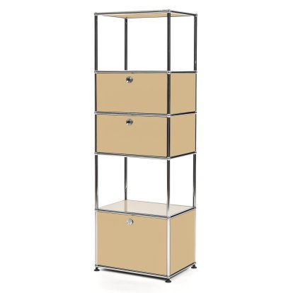 USM Haller living room shelf M type 2, USM beige, With 2 drop-down doors and 1 ecxtension door (incl. metal box insert)