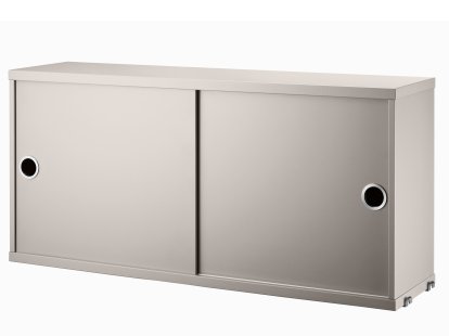 String System Cabinet With Sliding Doors, Beige lacquered, 20 cm