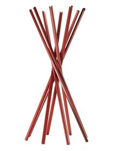 Coat rack Sciangai Burgundy red stained ash